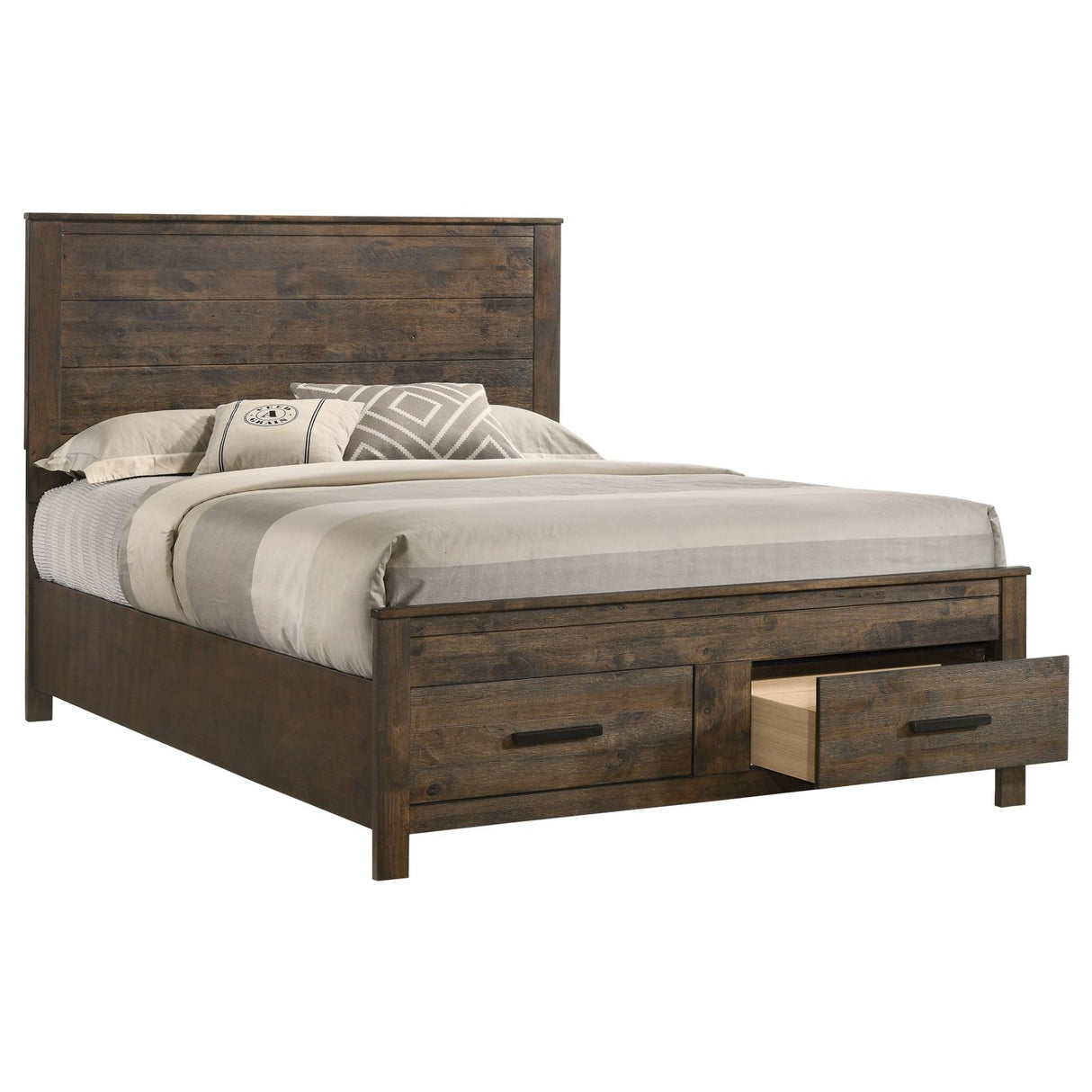 Woodmont Rustic Golden Brown Queen Storage Bed from Coaster - Luna Furniture
