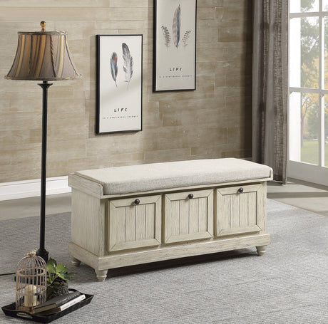 Woodwell Antique White Lift Top Storage Bench from Homelegance - Luna Furniture