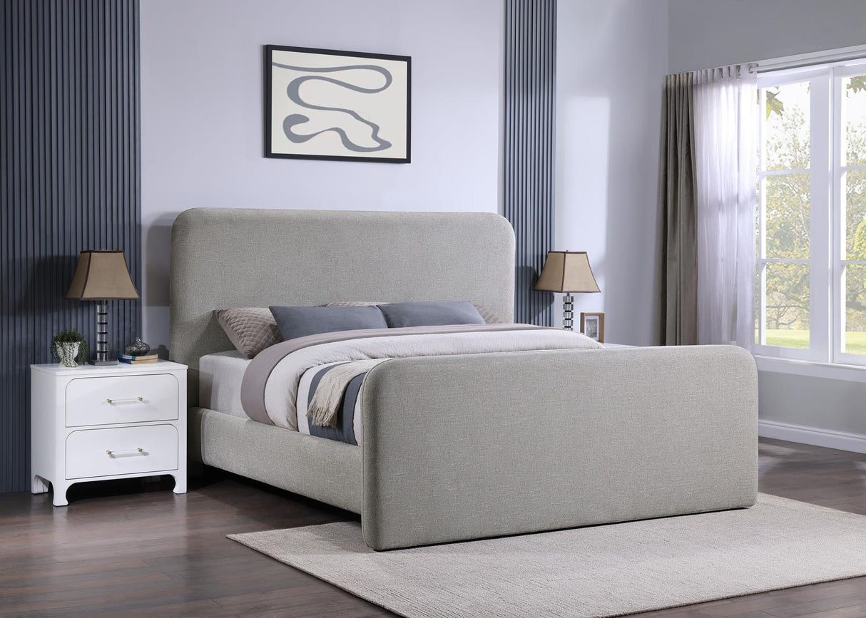 Wren Gray Upholstered Eastern King Platform Bed from Coaster - Luna Furniture
