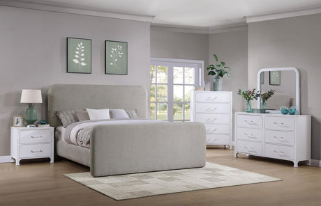 Wren Gray Upholstered Eastern King Platform Bed from Coaster - Luna Furniture