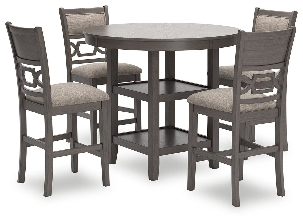 Wrenning Gray Counter Height Dining Table and 4 Barstools (Set of 5) from Ashley - Luna Furniture