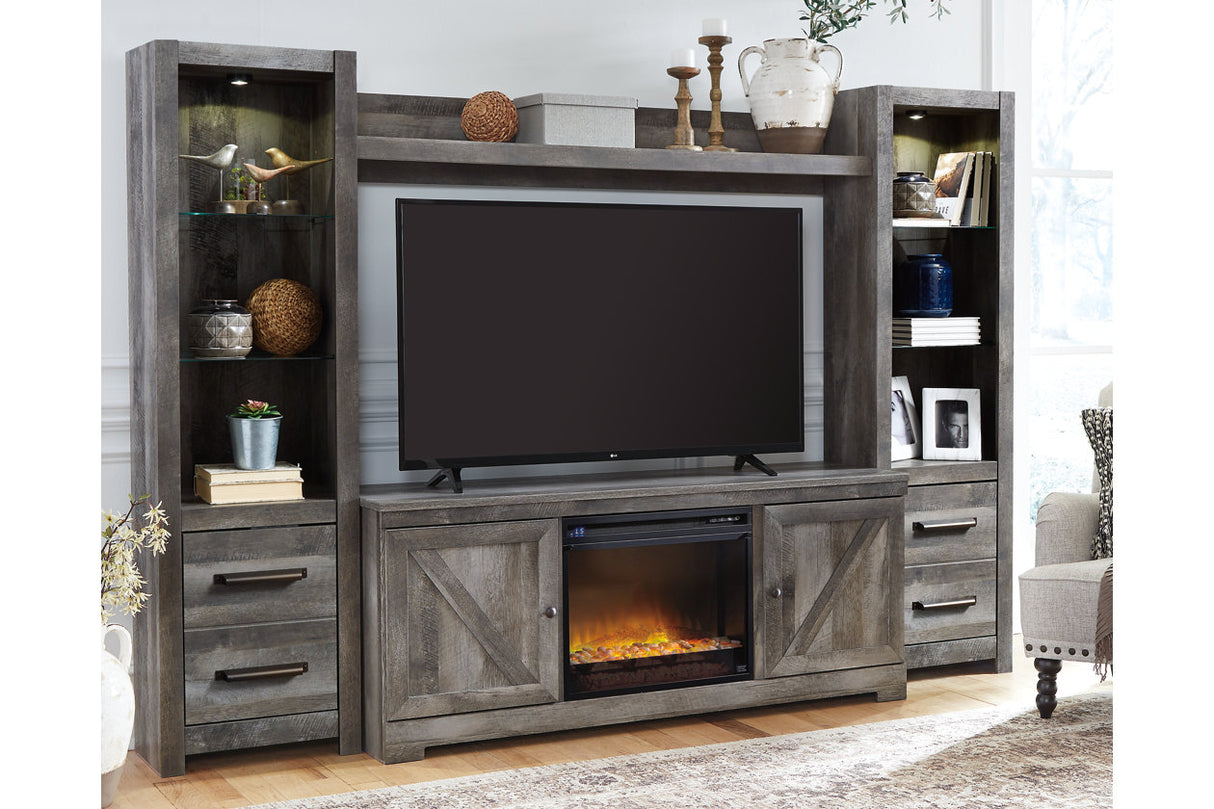 Wynnlow Gray 4-Piece Entertainment Center with Electric Fireplace from Ashley - Luna Furniture