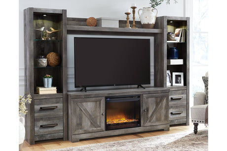 Wynnlow Gray 4-Piece Entertainment Center with Electric Fireplace from Ashley - Luna Furniture