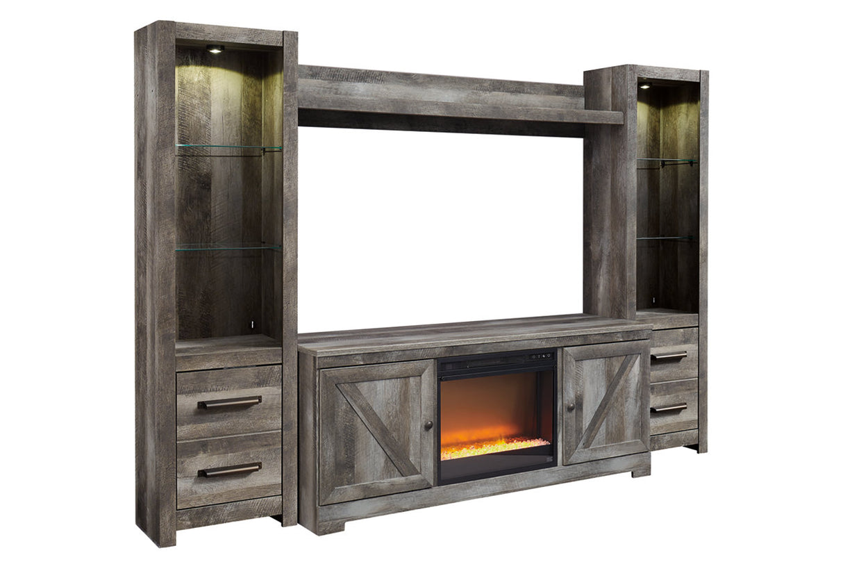 Wynnlow Gray 4-Piece Entertainment Center with Electric Fireplace from Ashley - Luna Furniture