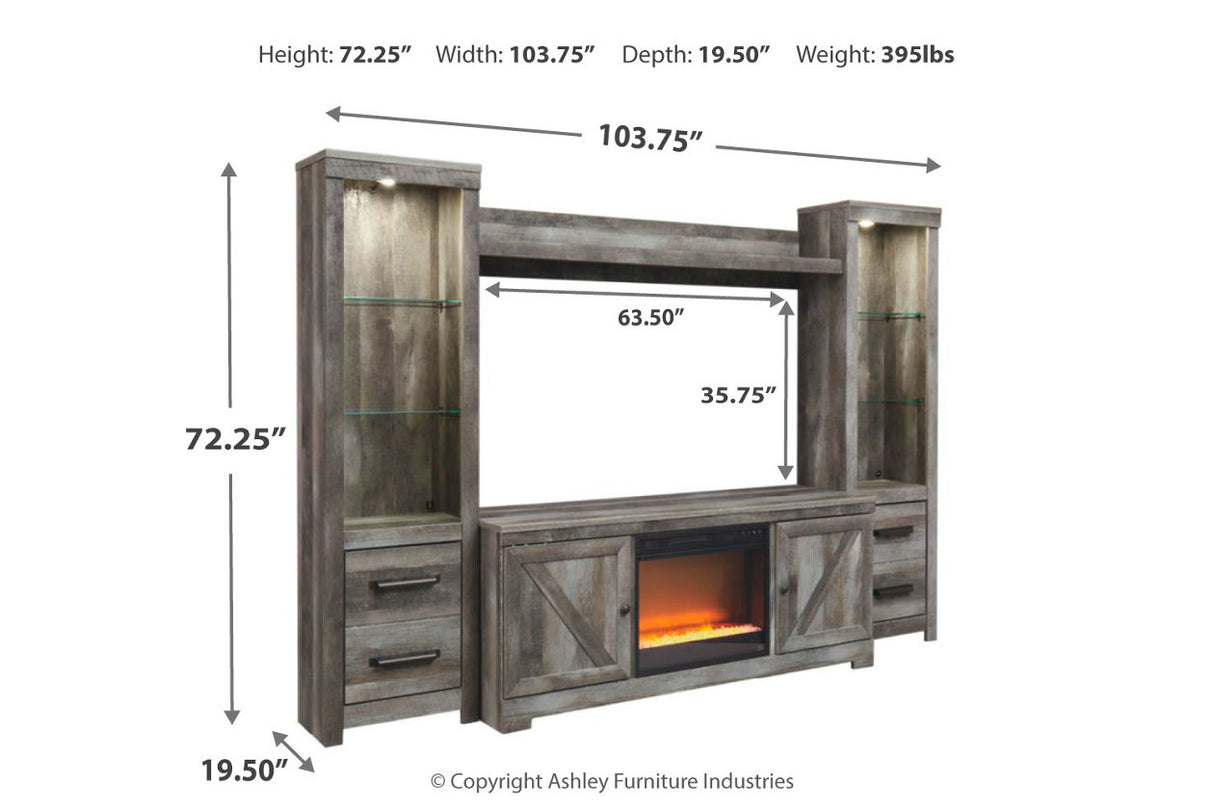 Wynnlow Gray 4-Piece Entertainment Center with Electric Fireplace from Ashley - Luna Furniture