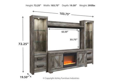 Wynnlow Gray 4-Piece Entertainment Center with Electric Fireplace from Ashley - Luna Furniture