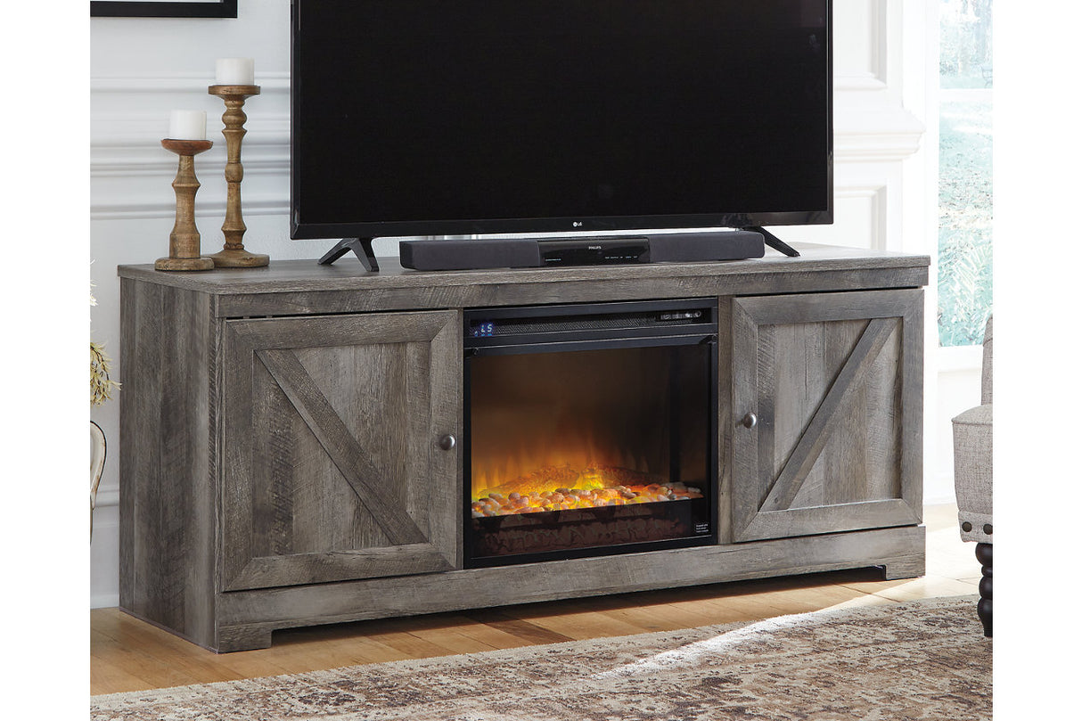 Wynnlow Gray 63" TV Stand with Electric Fireplace from Ashley - Luna Furniture