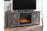Wynnlow Gray 63" TV Stand with Electric Fireplace from Ashley - Luna Furniture