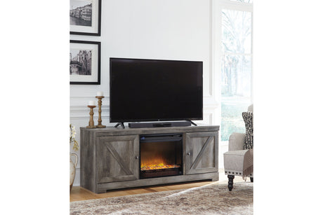 Wynnlow Gray 63" TV Stand with Electric Fireplace from Ashley - Luna Furniture
