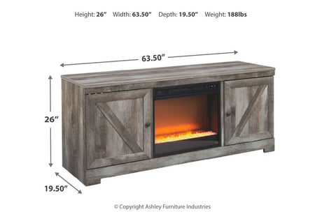 Wynnlow Gray 63" TV Stand with Electric Fireplace from Ashley - Luna Furniture
