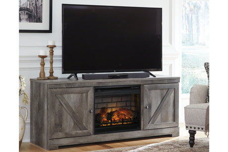 Wynnlow Gray 63" TV Stand with Electric Fireplace from Ashley - Luna Furniture