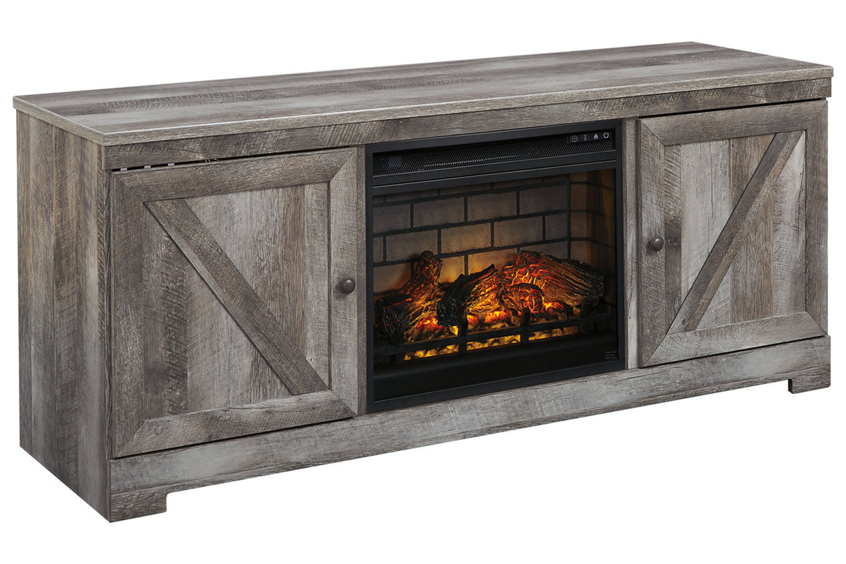 Wynnlow Gray 63" TV Stand with Electric Fireplace from Ashley - Luna Furniture