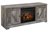 Wynnlow Gray 63" TV Stand with Electric Fireplace from Ashley - Luna Furniture