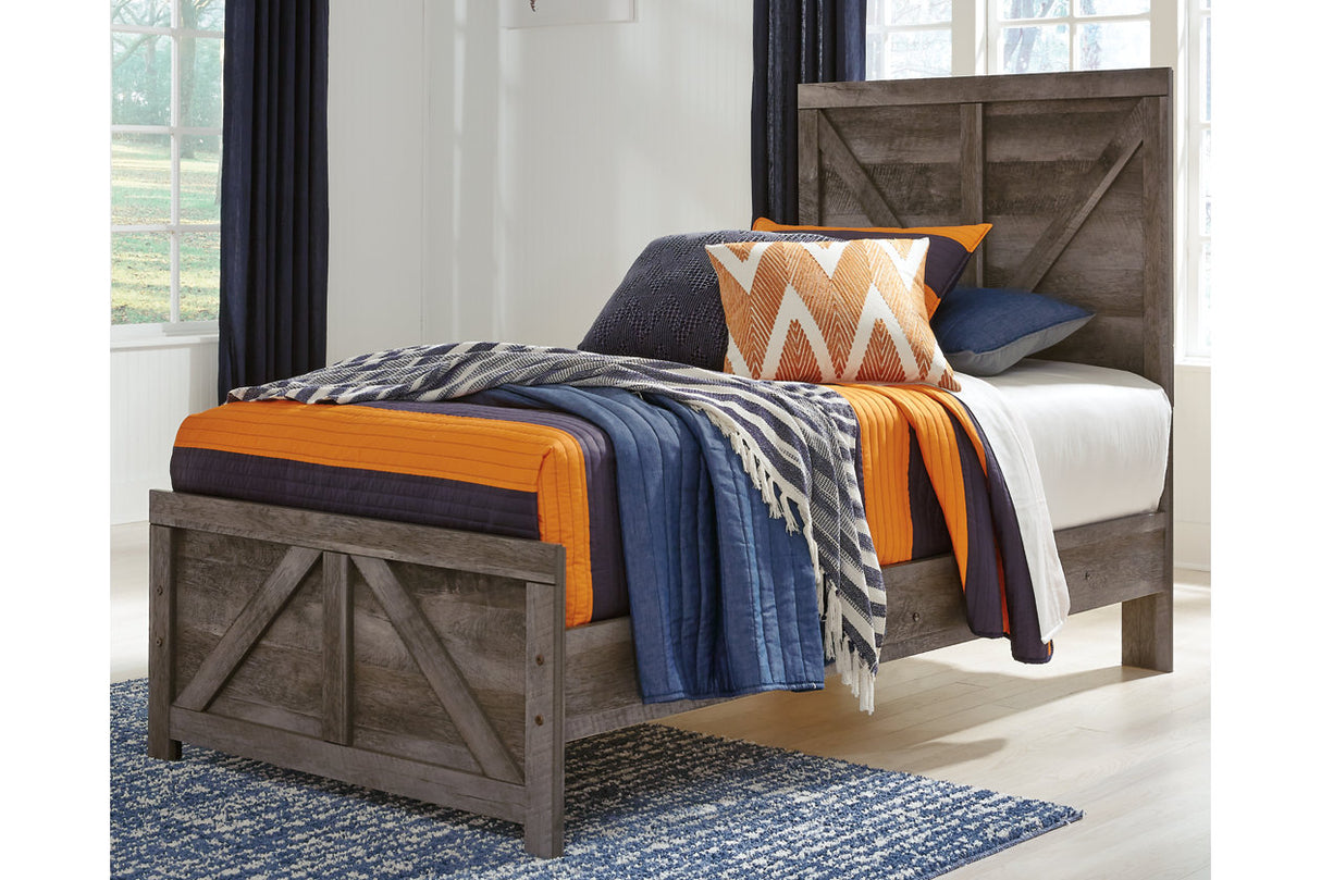 Wynnlow Gray Crossbuck Twin Panel Bed from Ashley - Luna Furniture