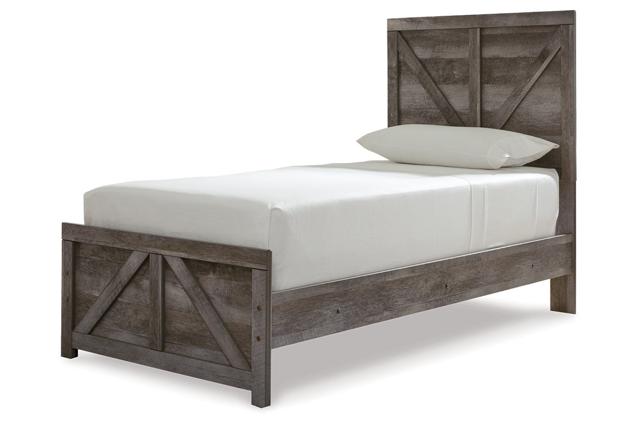 Wynnlow Gray Crossbuck Twin Panel Bed from Ashley - Luna Furniture