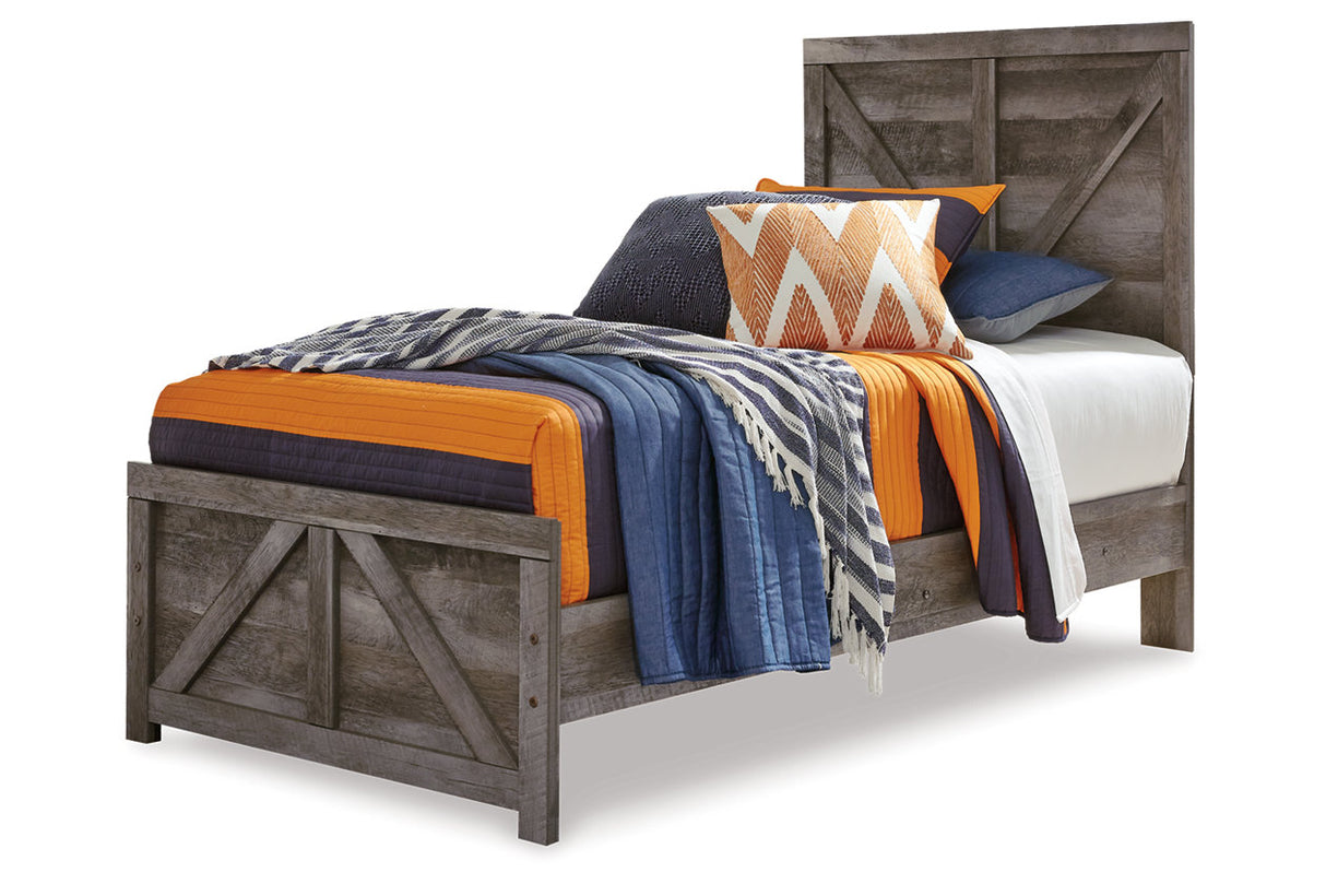 Wynnlow Gray Crossbuck Twin Panel Bed from Ashley - Luna Furniture