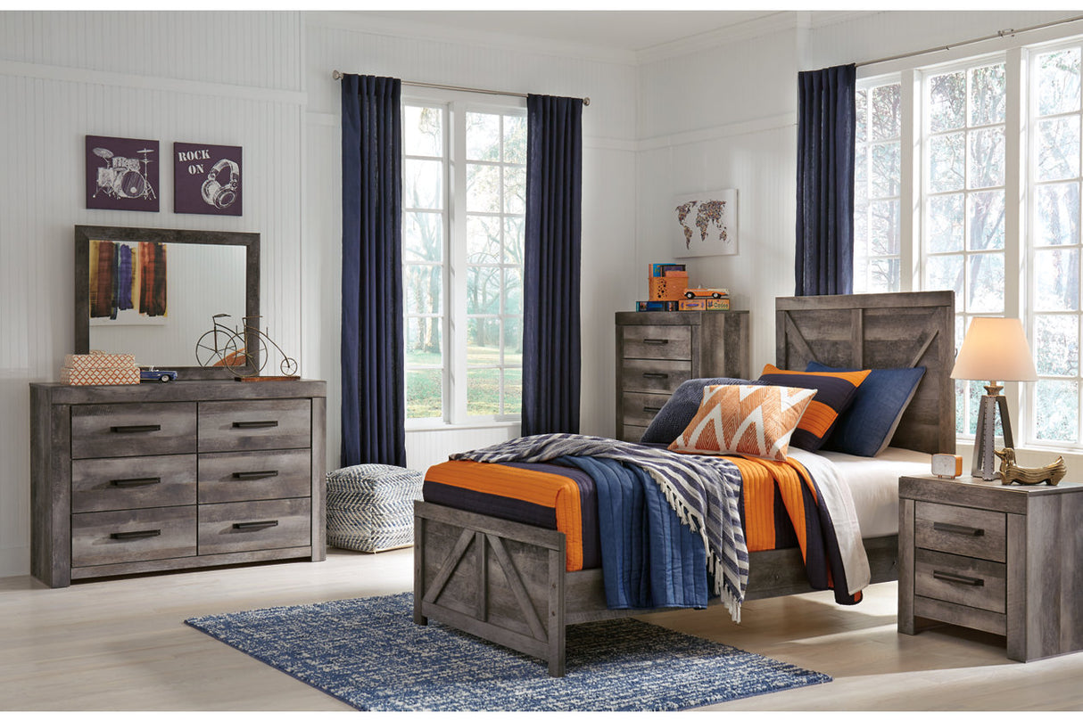 Wynnlow Gray Crossbuck Twin Panel Bed from Ashley - Luna Furniture