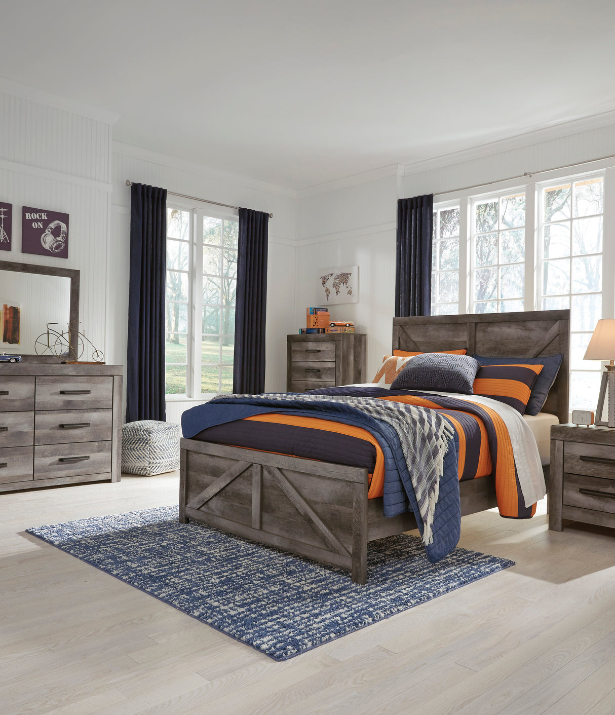 Wynnlow Gray Crossbuck Youth Panel Bedroom Set from Ashley Furniture - Luna Furniture