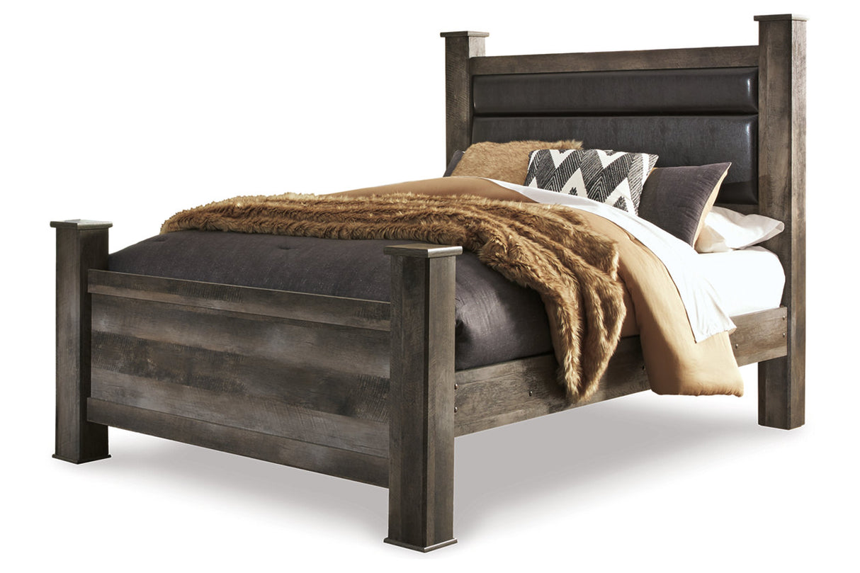Wynnlow Gray Queen Upholstered Poster Bed from Ashley Furniture - Luna Furniture