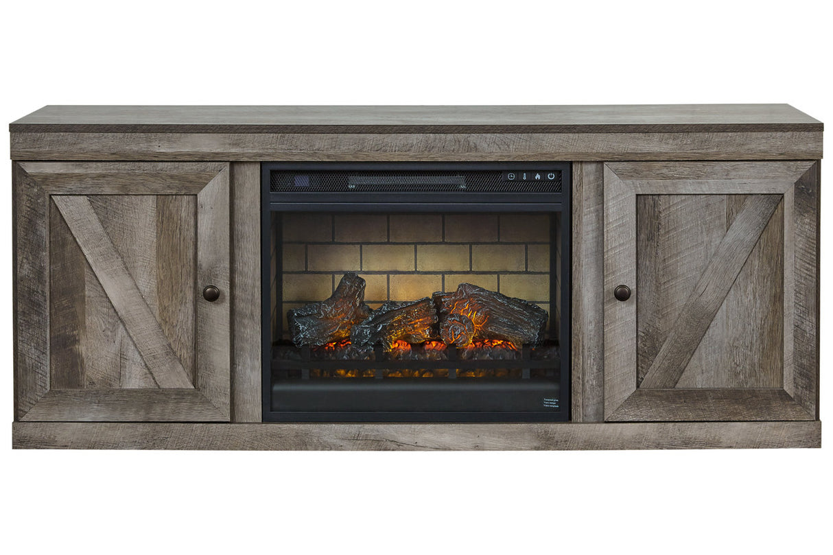 Wynnlow Gray TV Stand with Electric Fireplace from Ashley - Luna Furniture