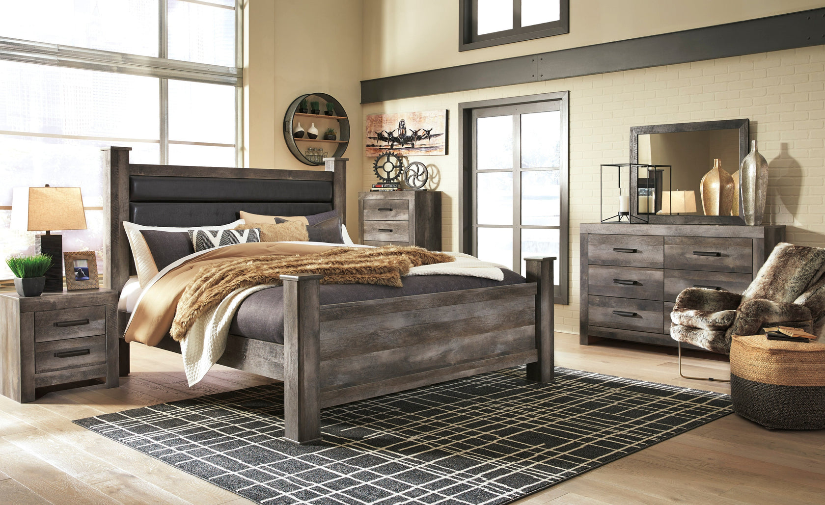 Wynnlow Gray Upholstered Poster Bedroom Set from Ashley Furniture - Luna Furniture