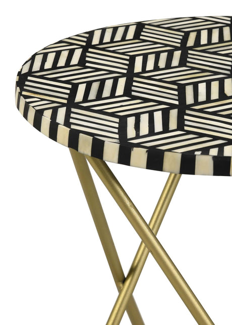 Xenia Black and White Round Accent Table with Hairpin Legs from Coaster - Luna Furniture