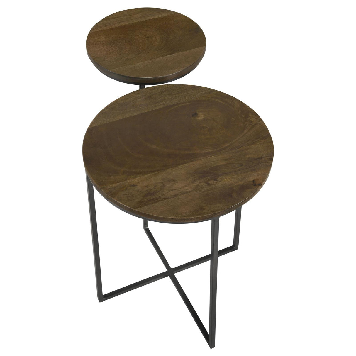 Yael Natural and Gunmetal Round Accent Table from Coaster - Luna Furniture