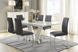 Yannis Chrome Metal/Gray Faux Leather Dining Room Set from Homelegance - Luna Furniture