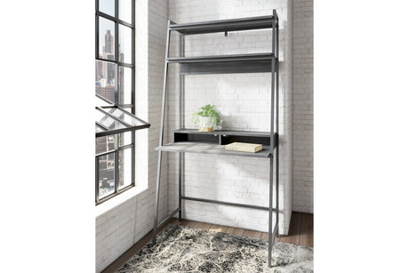 Yarlow Black 36" Home Office Desk with Shelf from Ashley - Luna Furniture