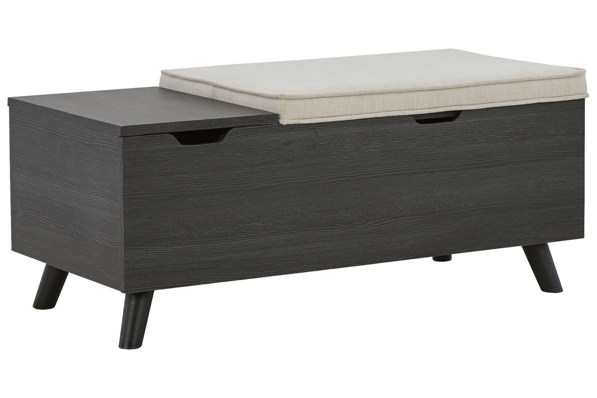 Yarlow Linen/Gray Storage Bench from Ashley - Luna Furniture