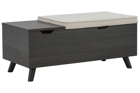 Yarlow Linen/Gray Storage Bench from Ashley - Luna Furniture