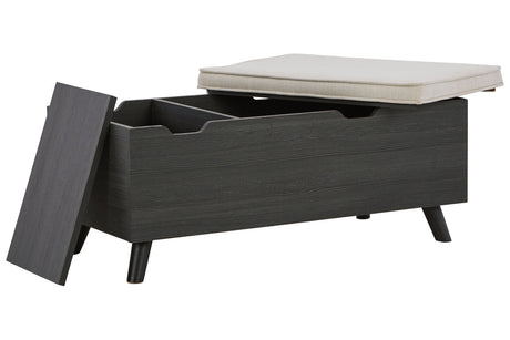 Yarlow Linen/Gray Storage Bench from Ashley - Luna Furniture