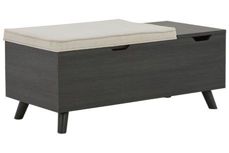 Yarlow Linen/Gray Storage Bench from Ashley - Luna Furniture