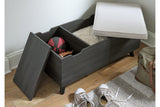 Yarlow Linen/Gray Storage Bench from Ashley - Luna Furniture