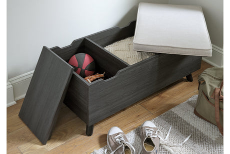 Yarlow Linen/Gray Storage Bench from Ashley - Luna Furniture