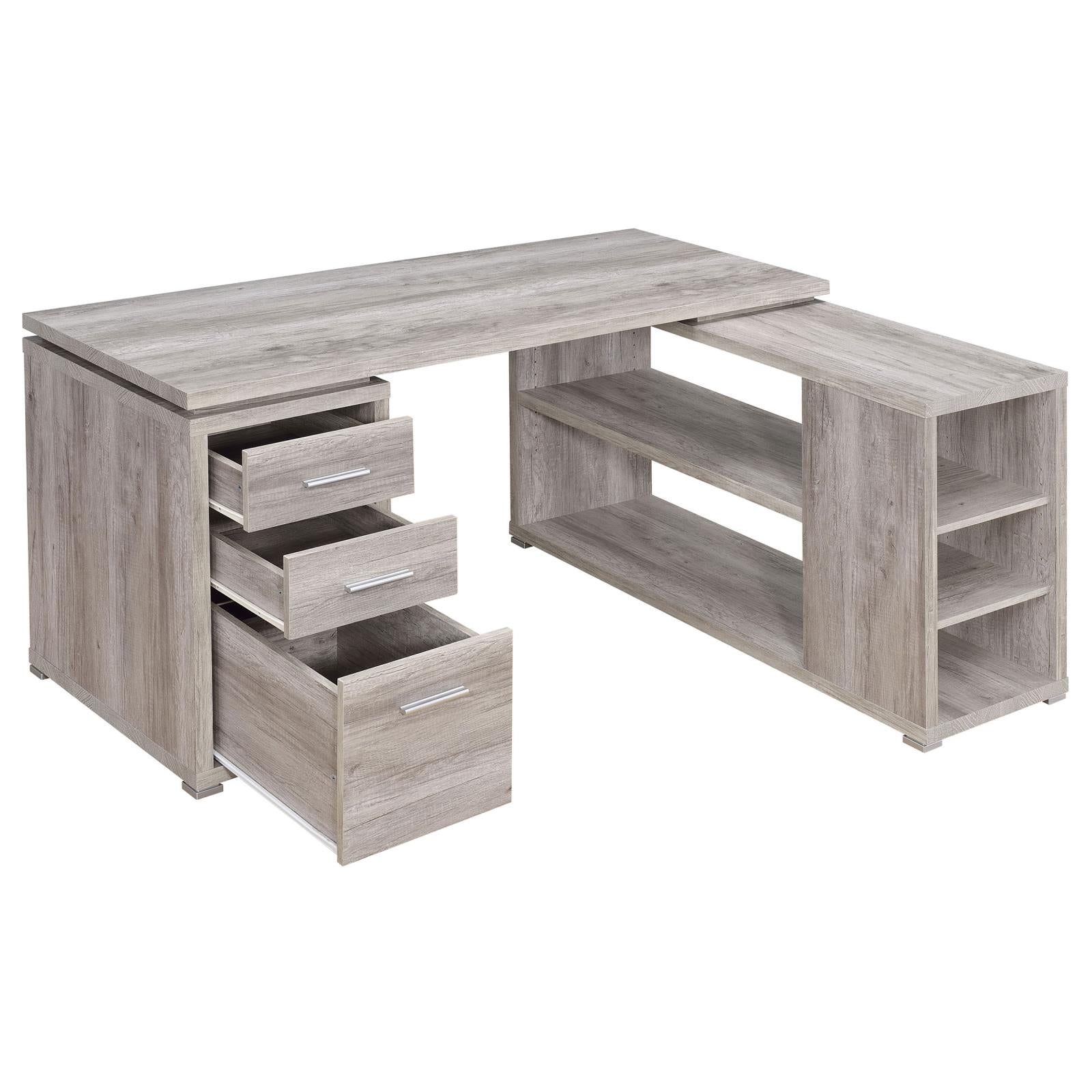 Coaster Yvette L-shape Office Desk Grey Driftwood - Luna Furniture