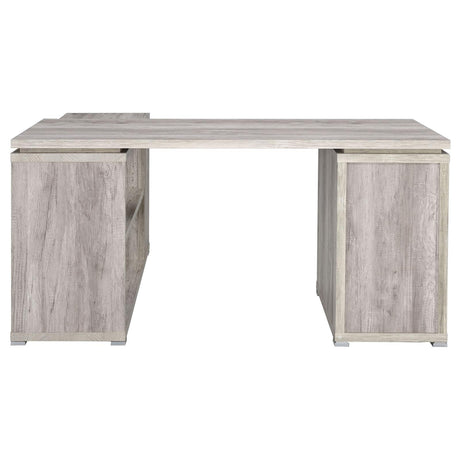 Yvette Gray Driftwood L-shape Office Desk from Coaster - Luna Furniture