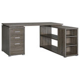 Yvette Weathered Gray L-shape Office Desk from Coaster - Luna Furniture