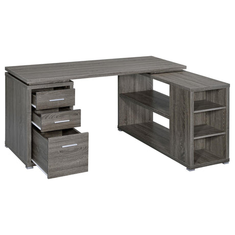 Yvette Weathered Gray L-shape Office Desk from Coaster - Luna Furniture