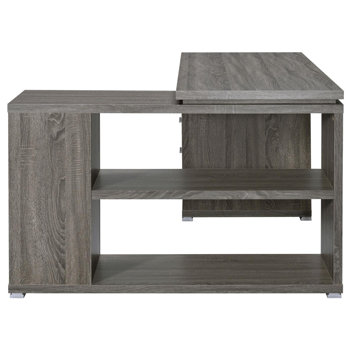 Yvette Weathered Gray L-shape Office Desk from Coaster - Luna Furniture