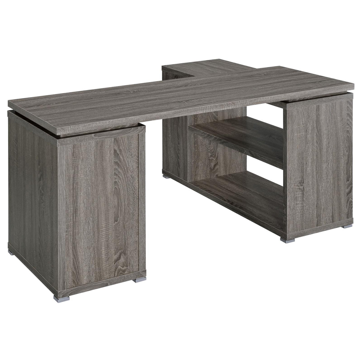 Yvette Weathered Gray L-shape Office Desk from Coaster - Luna Furniture