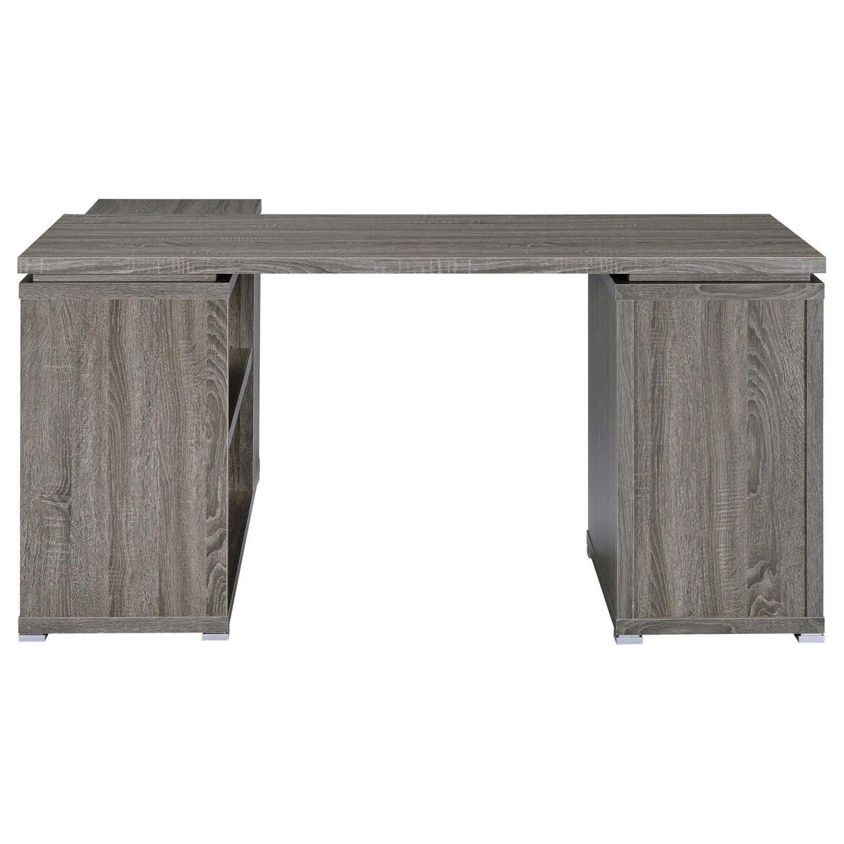 Yvette Weathered Gray L-shape Office Desk from Coaster - Luna Furniture