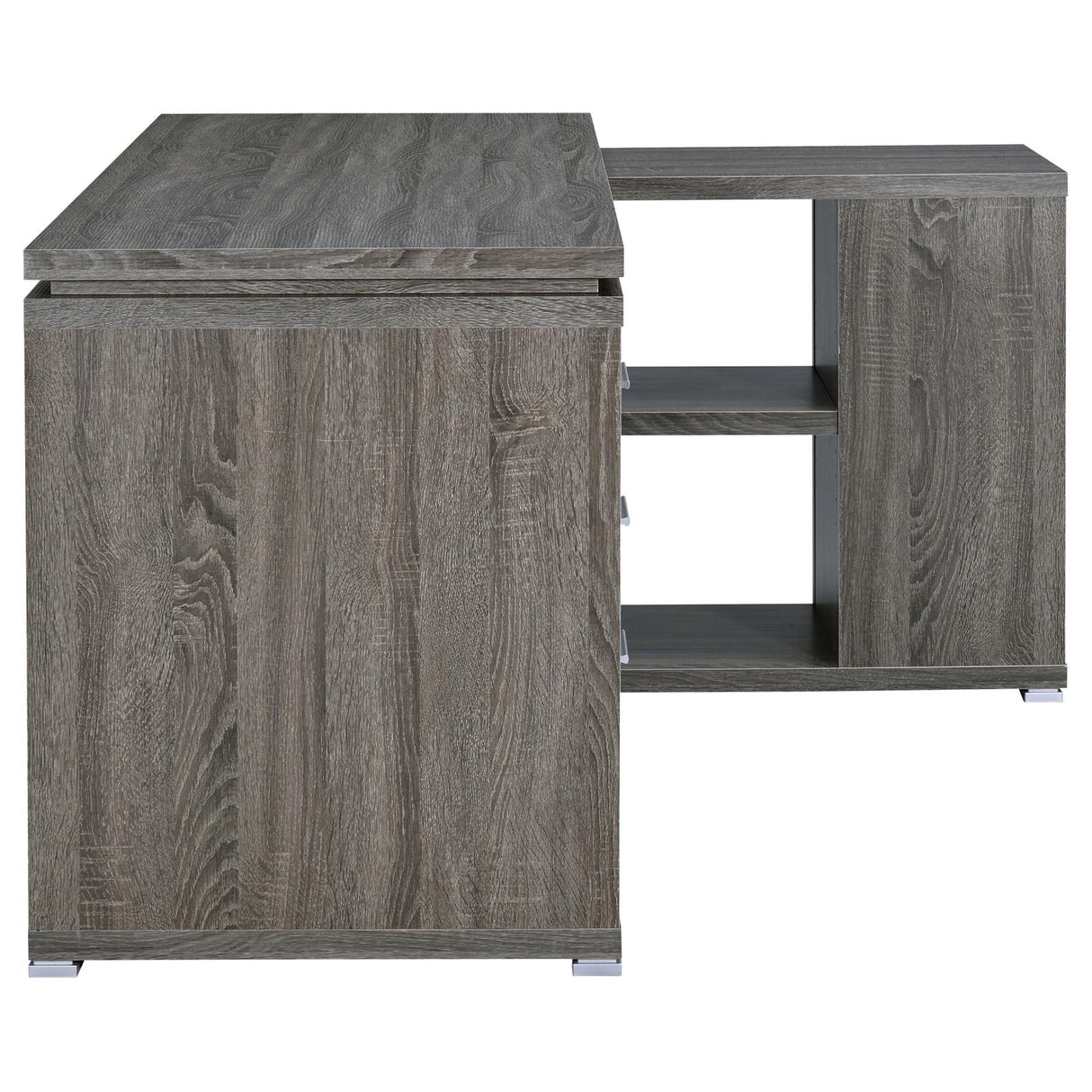 Yvette Weathered Gray L-shape Office Desk from Coaster - Luna Furniture