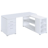 Yvette White L-shape Office Desk from Coaster - Luna Furniture