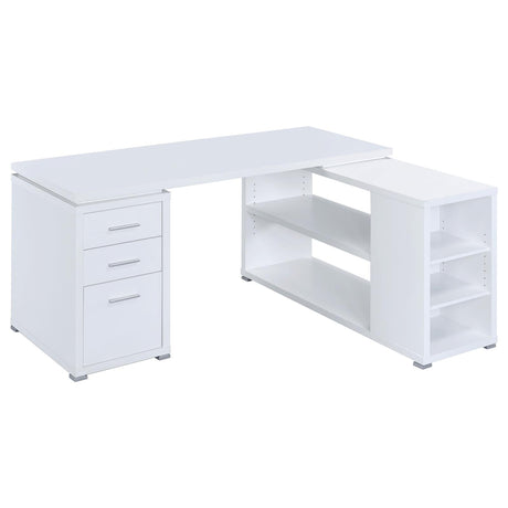 Yvette White L-shape Office Desk from Coaster - Luna Furniture
