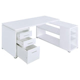 Yvette White L-shape Office Desk from Coaster - Luna Furniture