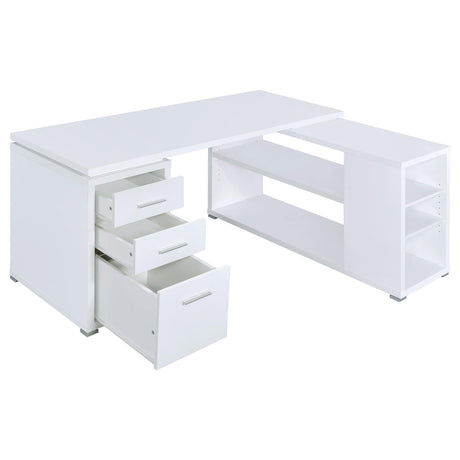 Yvette White L-shape Office Desk from Coaster - Luna Furniture