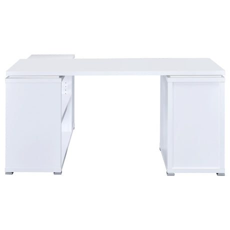 Yvette White L-shape Office Desk from Coaster - Luna Furniture