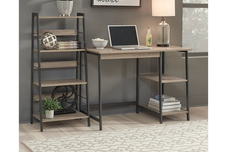 Soho Light Brown/Gunmetal Home Office Desk and Shelf -  - Luna Furniture