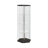 Zahavah Black and Clear 4-Shelf Hexagon Shaped Curio Cabinet from Coaster - Luna Furniture